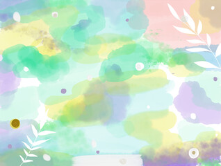 Simple leafy abstract background. Mock up art design. Sweet pastel backdrop wallpaper.