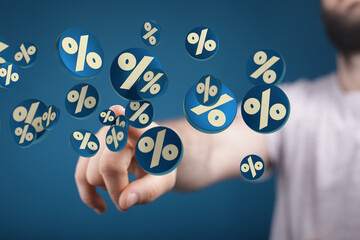 Seasonal sales background with percent discount pattern. 3D