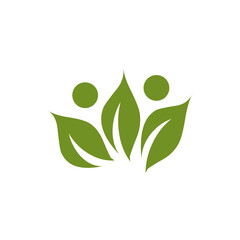 Green leaf community people logo design