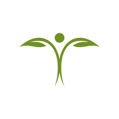 Green leaf community people logo design