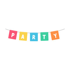 Party bunting flags. Colorful flags to hang at celebration parties.