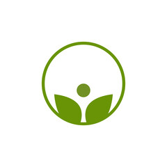 Green leaf community people logo design