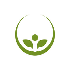 Green leaf community people logo design