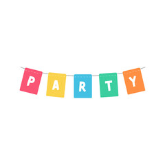Party bunting flags. Colorful flags to hang at celebration parties.