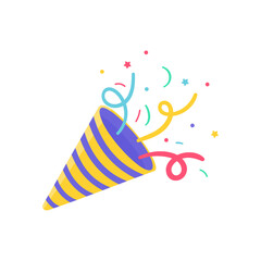 Fireworks vector draws a party. Confetti floating from the birthday party fireworks