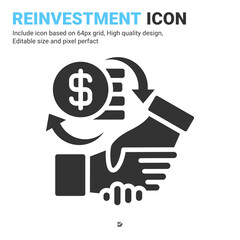 Reinvestment icon vector with trendy filled style isolated on white background. Vector simple element illustration handshake sign symbol icon concept for web, mobile, ui, web, business and all project