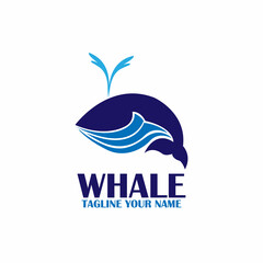 blue whale animal design logo vector