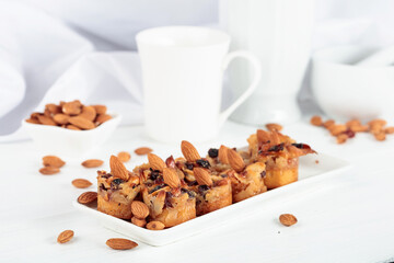 Small cakes with almonds, raisins, and honey.