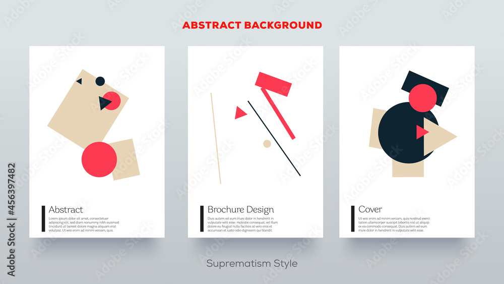 Poster abstract suprematism compositions. abstract creative cover design background. set of suprematic comp