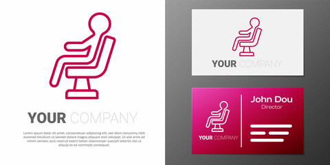 Logotype line Human waiting in airport terminal icon isolated on white background. Logo design template element. Vector