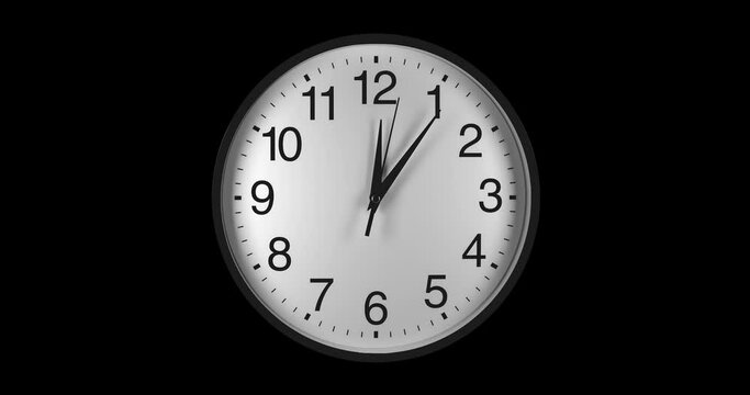 Clock Face Close Up in Time Lapse on black background. Clocks reverse running fast. Clock dial close-up isolated on a black background. Footage is perfect for the layer with different blending modes.