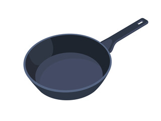 Frying pan isolated on white background. Utensils for cooking food. Vector illustration