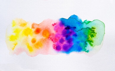 Colorful watercolor brush background. Abstract watercolor stain with paint blotch for banner, template, element for decoration.