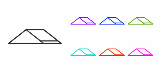 Black line Skate park icon isolated on white background. Set of ramp, roller, stairs for a skatepark. Extreme sport. Set icons colorful. Vector © Kostiantyn