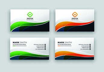 Fototapeta premium Double-Sided Landscape 2 Color Abstract Business Card Template