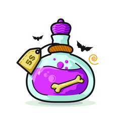 Halloween Decoration Cute Illustration in Line Art Cartoon Style