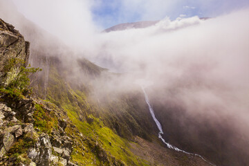 Beautiful view of Rosendal from the mountains. Norway and norwegian nature.