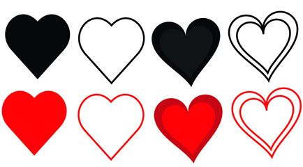 Collection of heart illustrations vector design, Love symbol icon set, love symbol..set of multicolor heart icon ..heart icon fill and line art unique design