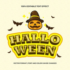 Halloween Text Effect with Pumpkin Illustration