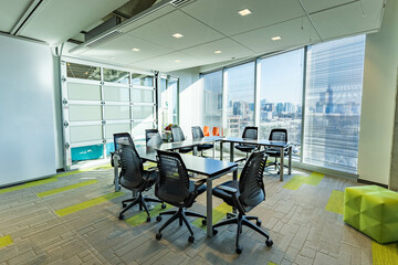 interior of a office. Modern gadgets in interior of coworking office