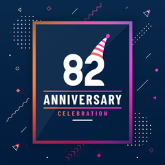 82 years anniversary greetings card, 82 anniversary celebration background free vector.