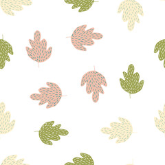 Decorative oak seamless pattern isolated on white background.
