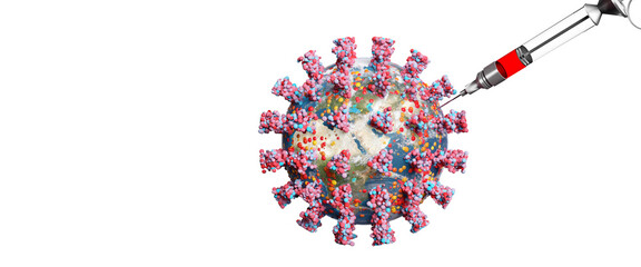 Medical syringe with a needle for vaccination. 3D Rendering