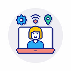 Virtual Workspace icon in vector. Logotype