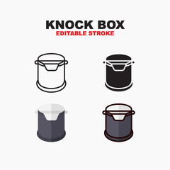 Knock Box icon symbol set of outline, solid, flat and filled outline style. Isolated on white background. Editable stroke vector icon.