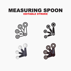 Measuring Spoon icon symbol set of outline, solid, flat and filled outline style. Isolated on white background. Editable stroke vector icon.