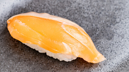 Overhead Japanese sushi food of salmon, Culture or Tradition Background
