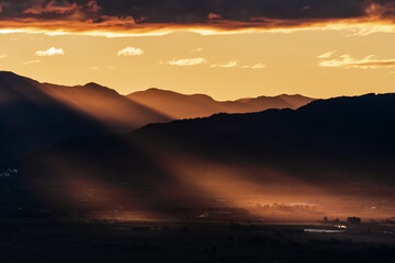 sunbeams in the mountains