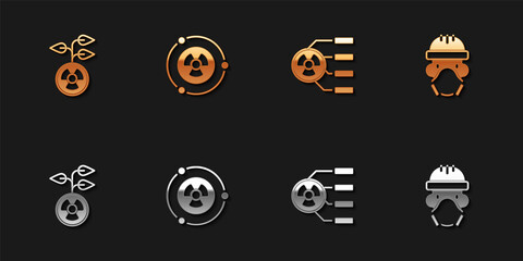 Set Radioactive, , and Nuclear reactor worker icon. Vector