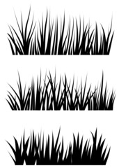 Collection of grass svg vector illustration silhouettes. Each blade of grass is a separate isolated object