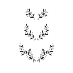 Collection of elegant hand drawn floral branches. Vector.
