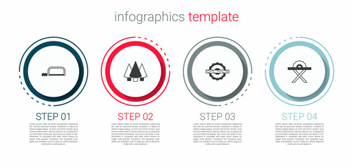 Set Hacksaw, Christmas tree, Electric circular and . Business infographic template. Vector