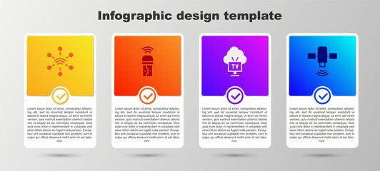 Set Network, Usb wireless adapter, Smart Tv and Satellite. Business infographic template. Vector