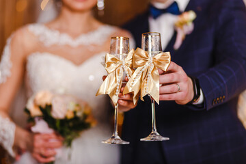 Fototapeta na wymiar wedding glasses for champagne