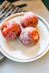 Fresh apricot plum pulp close-up