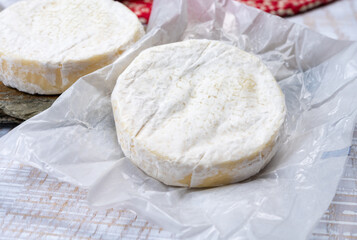 Cheese collection, fresh white soft cow cheese with mold from Swiss