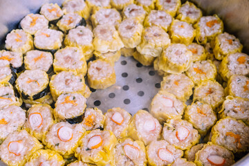 Steamed Shumai on Steamer Wok