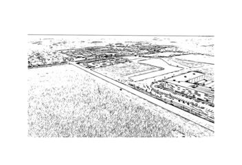 Fototapeta premium Building view with landmark of Lafayette is the city in Indiana. Hand drawn sketch illustration in vector. 