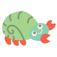 illustration drawing cartoon hermit crab vector