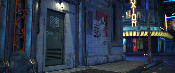 3d-illustration of a futuristic cyberpunk city, background picture