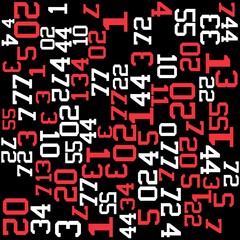 Numbers college pattern with two colors and black background