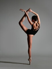 Ballerina in elegant pose. Photo in color.