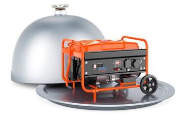 Restaurant cloche with gasoline generator, 3D rendering
