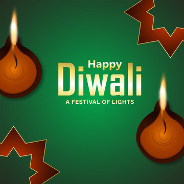 Happy diwali indian festival celebration greeting card