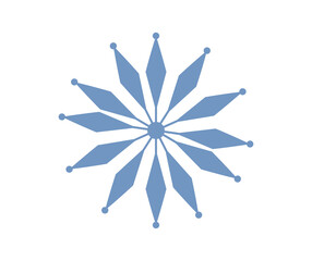 Blue vector snowflake with interesting shape, christmas graphics