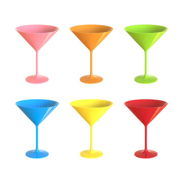 3D illustration of colorful cocktail cups
